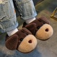 thumbnail image 4 of CUZIBR Toddler Slippers Girls Boys Cute Dog Animal Fuzzy House Slippers Close Toe Warm Winter Warm Bedroom Footwear,Brown,4.5-5 Years, 4 of 4