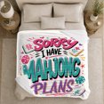 thumbnail image 5 of Sorry I Have Mahjong Plans Pink Teal Purple, Cozy Friendship Quote Scene, Warm Flannel Blanket for Living Room and Reading Nook, Art Lovers Friendship Gift, Artistic Home Decor, 5 of 9