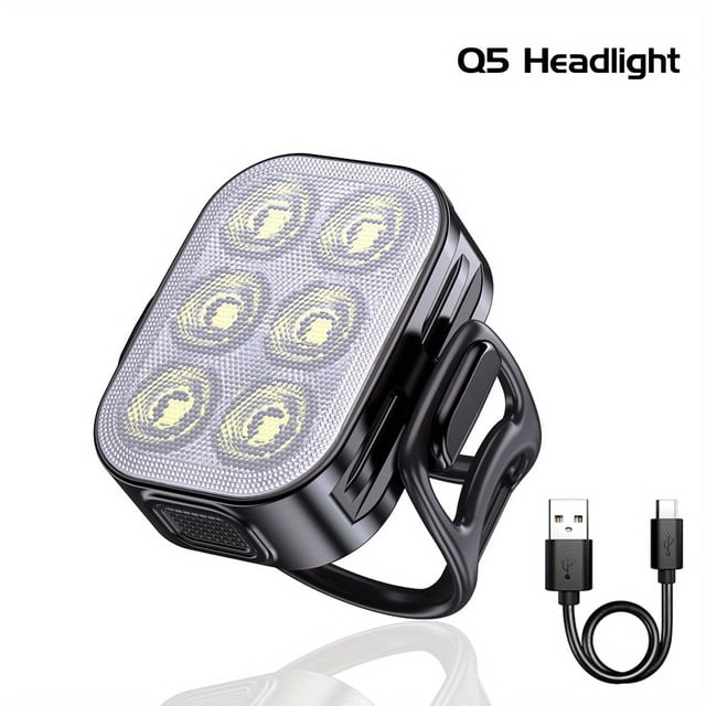 QJUHUNG 1 set Bright Waterproof LED Bicycle Headlight and Taillight Set - 12 Hour Working Time Type-C Rechargeable for Safe Cycling at Night