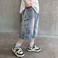 thumbnail image 5 of KVPLBQFD Baggy Jean for Boys Y2k Cargo Denim Shorts Elastic Waist Distressed Jorts for Teens Aesthetic Casual Streetwear Boys Summer Clothes, 5 of 7