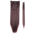 thumbnail image 2 of SAYFUT Womens Girls 26" Straight Full Head Clip in Synthetic Hair Extensions 8 Pieces 18 Clips 145g Dark Auburn, 2 of 2