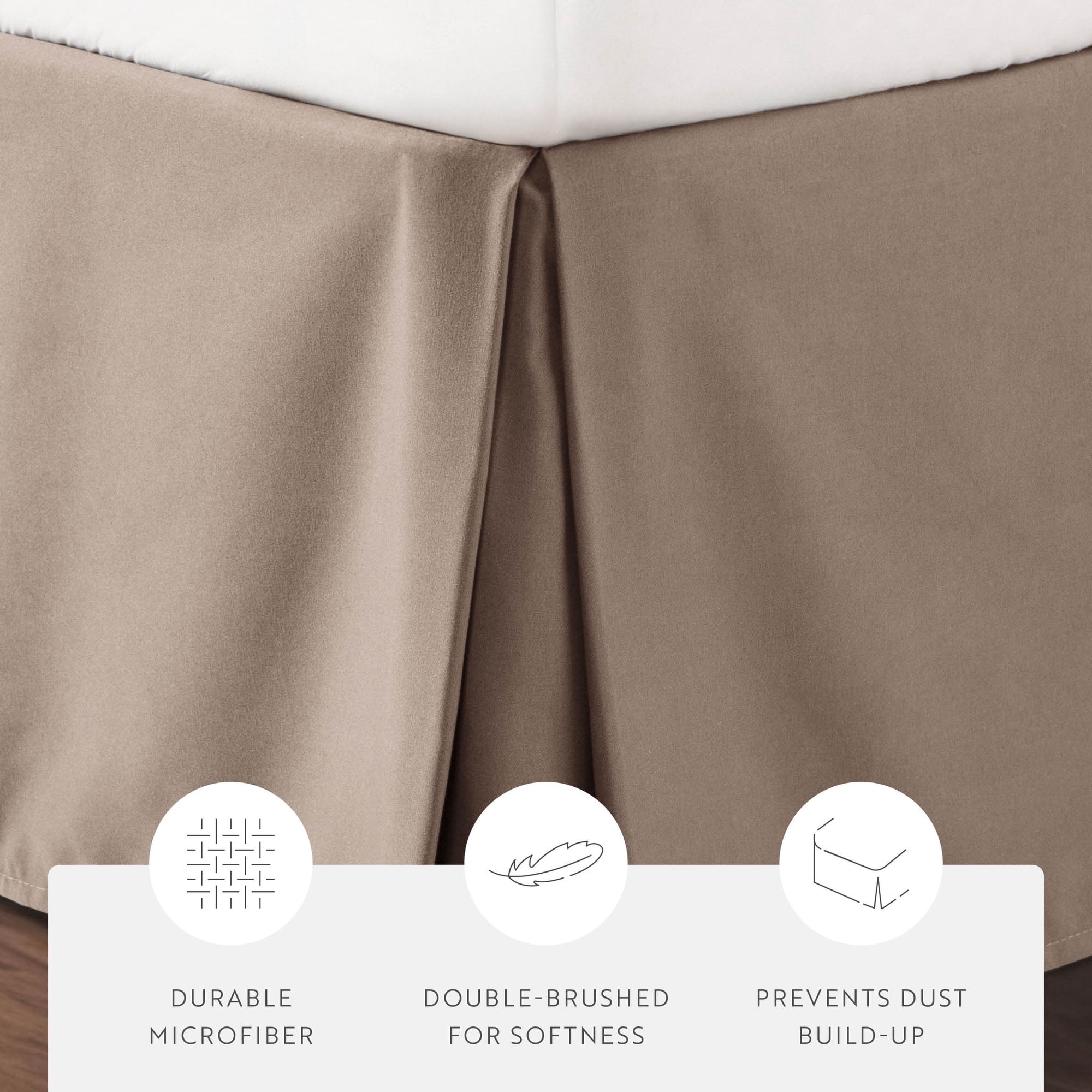 Noble Linens Taupe Pleated Dust Ruffle Bed Skirt, Twin-XL