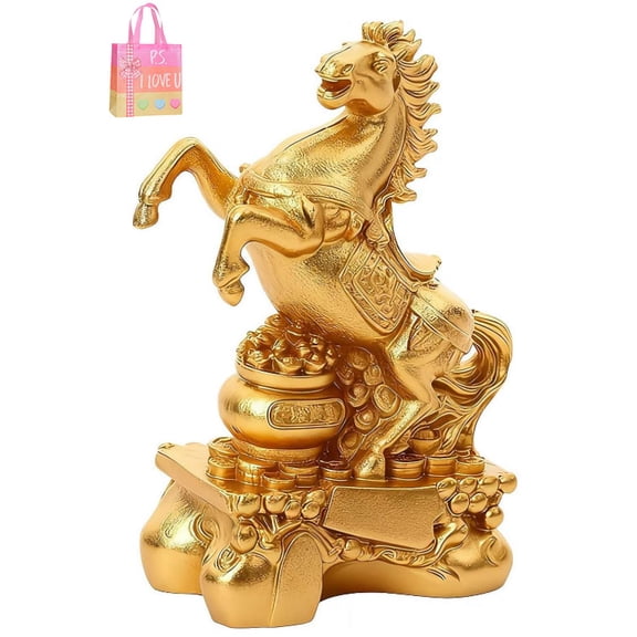 2026 Year of the Horse Statue, Golden Feng Shui Figurine for Chinese New Year, Home & Office Decor(XX)