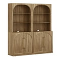thumbnail image 6 of BELLEZE Storage Cabinet with Hutch Set of 2, 72" Tall Modern Wood Sideboard with 3-Tier Shelves, Curved Styling Door Cabinet Curio Cabinet for Office, Study, Kitchen, Living Room, Camel, 6 of 7