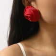 thumbnail image 3 of Dainty Fabric Rose Flower Stud Earrings for Women Handmade 5cm 3D Organza Chunky Floral Bud Dangle Earring Elegant Wedding Birthday Holiday Costume Accessories Jewelry Gifts, 3 of 6