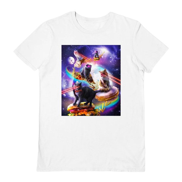 Random Galaxy - Camiseta Laser Cats para Adultos Unisex (Blanco)