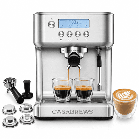 Casabrews Ultra Espresso Machine, Professional 20 Bar Espresso Maker with 58mm Commercial Portafilter, Adjustable PID Temperature Control, LCD Display & Steam Wand