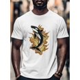 thumbnail image 4 of Killer Whale Men's T Shirts Flame Ocean T-Shirt for Men Cartoon Crew Neck Tees Cotton Tops, White, 2XL, 4 of 7