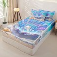 thumbnail image 2 of jejeloiu Magical Seashell Pearl Zipper Full Size Comforter Sets with Fitted Sheet and 2 Pillowcases For Girls,Sparkle Beach Starfish Zipper Bedding Set,Blue Purple,Navy Blue Reversible,4-Piece, 2 of 7
