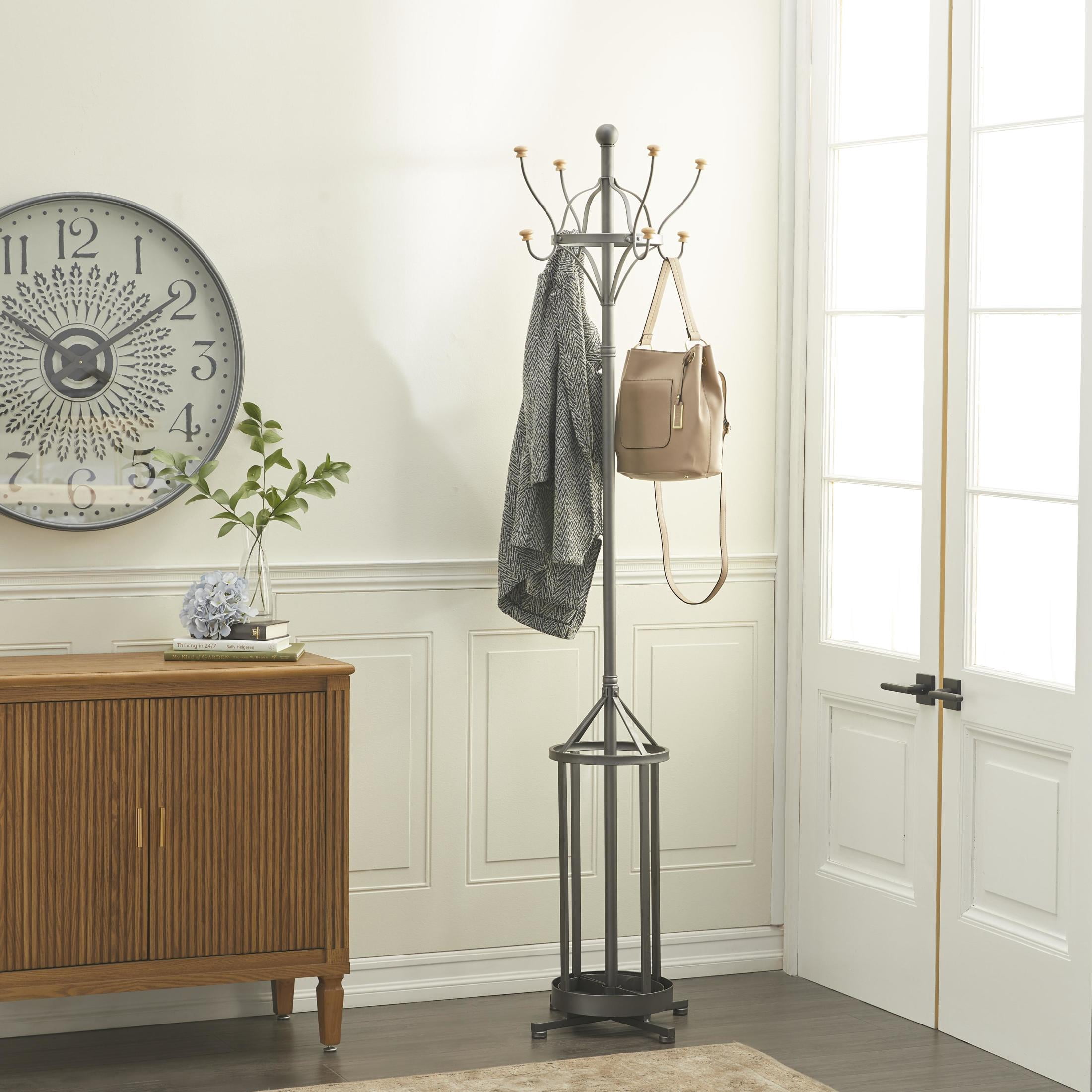 DecMode 19" x 77" Black Metal Coat Rack, 1-Piece