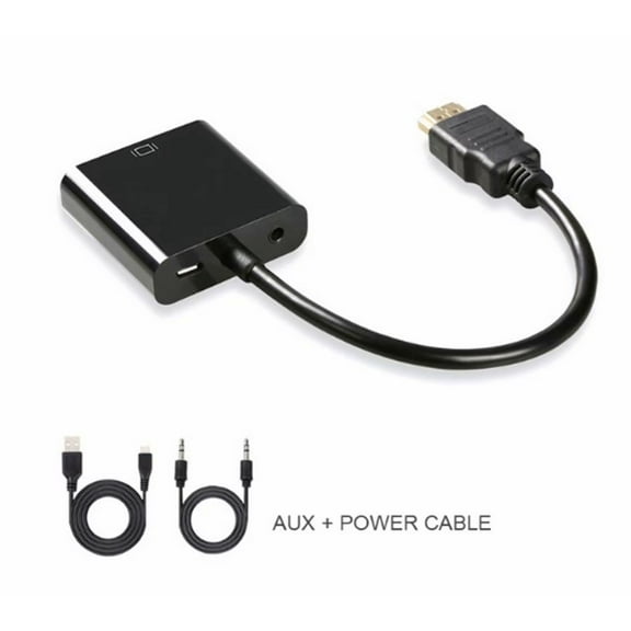 HDMI to VGA with Audio Adapter, Gold-Plated 1080P Active HDMI to VGA Adapter Video Converter Male to Female with Micro USB and 3.5mm Audio Port Cable for PC/Laptop/DVD