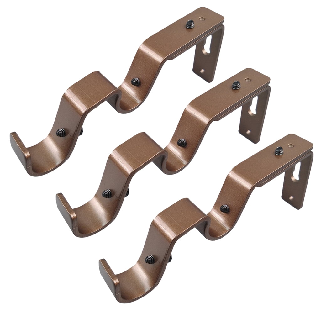 3-pack Adjustable Double Rod Curtain Pole Holder Wall Bracket Support Heavy Duty 