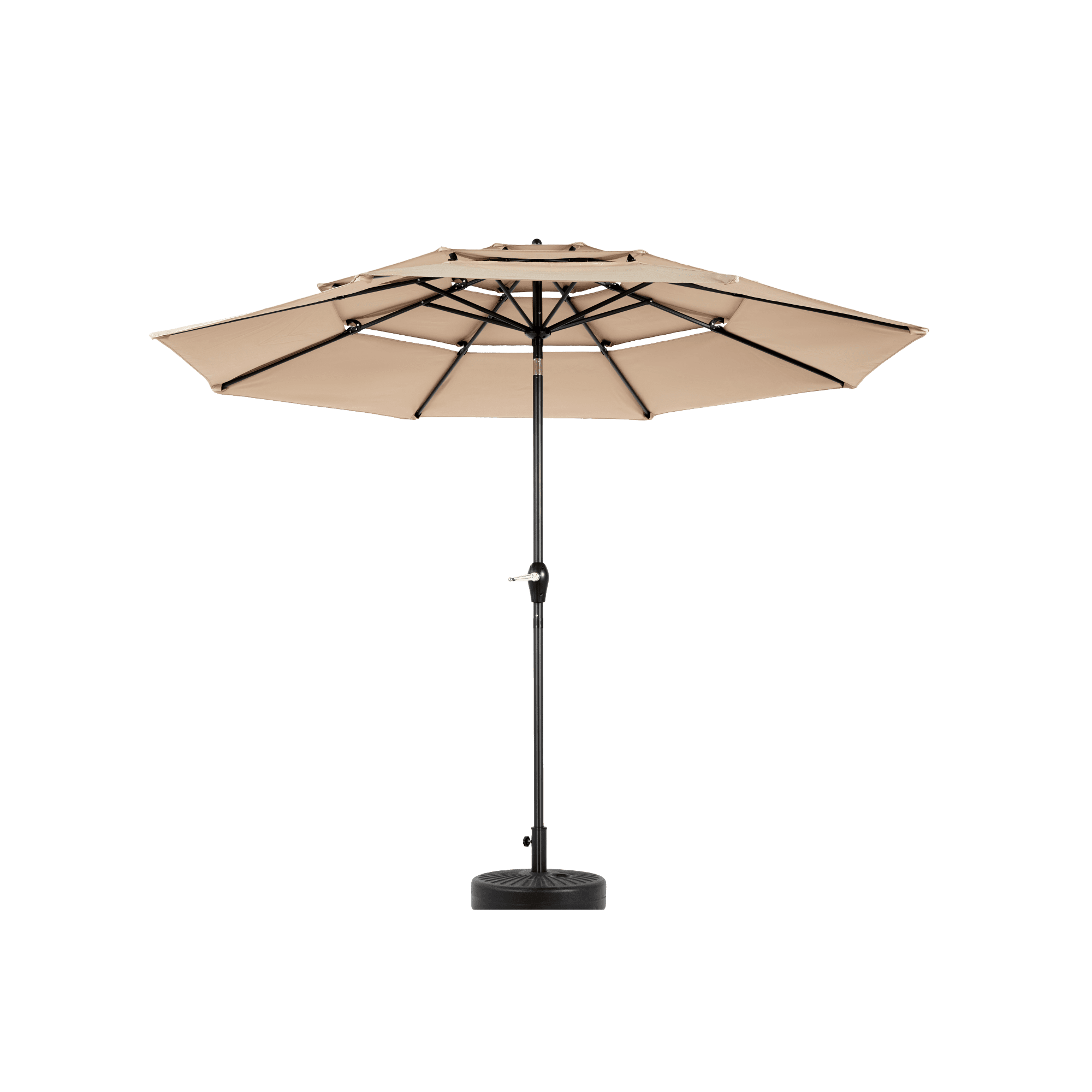 Leumius 10ft Outdoor Patio Umbrellas for Outside,3 Tier Auto-tilt Vented Market Table Umbrella for Backyard, Deck, Garden,Khaki(Base Not Included)
