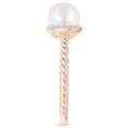 thumbnail image 5 of ANGARA Japanese Akoya Cultured Pearl Twisted Rope Shank Ring in 14K Rose Gold for Women | June Birthstone, Birthday, Anniversary, Jewelry Gift for Women | Pearl Ring, 5 of 11