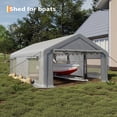 thumbnail image 3 of Ataucjin 12x20 ft Portable Garage, Car Port with 200 g PE Tarp Canopy, with 2 Roll-Up Doors and 4 Windows, for Temporary Paint Booth, Boats&Pickups Shed, and Event Shelter, 3 of 6