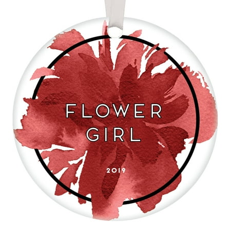 Teen Christmas Gifts 2019 Flower Girl Ornament Christmas 2019 Teenager Gift Wedding Party Favor Bridesmaid Presents Keepsakes Milestone Marriage Collectible Ornaments Red Tree Decorations Ceramic 3-Inch Round Décor OR0826 ()