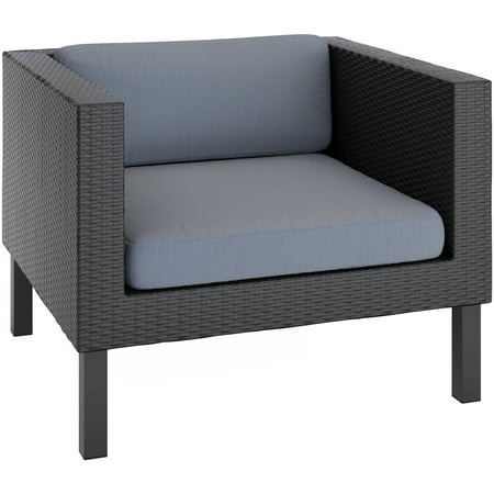 CorLiving Oakland Patio Chair, Textured Black Weave