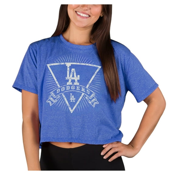 Women's-Concepts Sport  Heather Royal Los Angeles Dodgers Distressed Quest Boxy Cropped Top