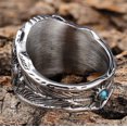 thumbnail image 6 of Unisex Turquoise Gemstone Ring Stainless Steel Eagle Inlaid Design Polished Metal Band Fashion Jewelry For Men Women, 6 of 11