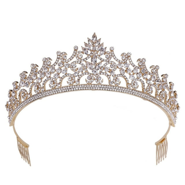 Bride Tiara Dainty Rhinestone: Princess Tiara Wedding Party Crown with Hair Comb