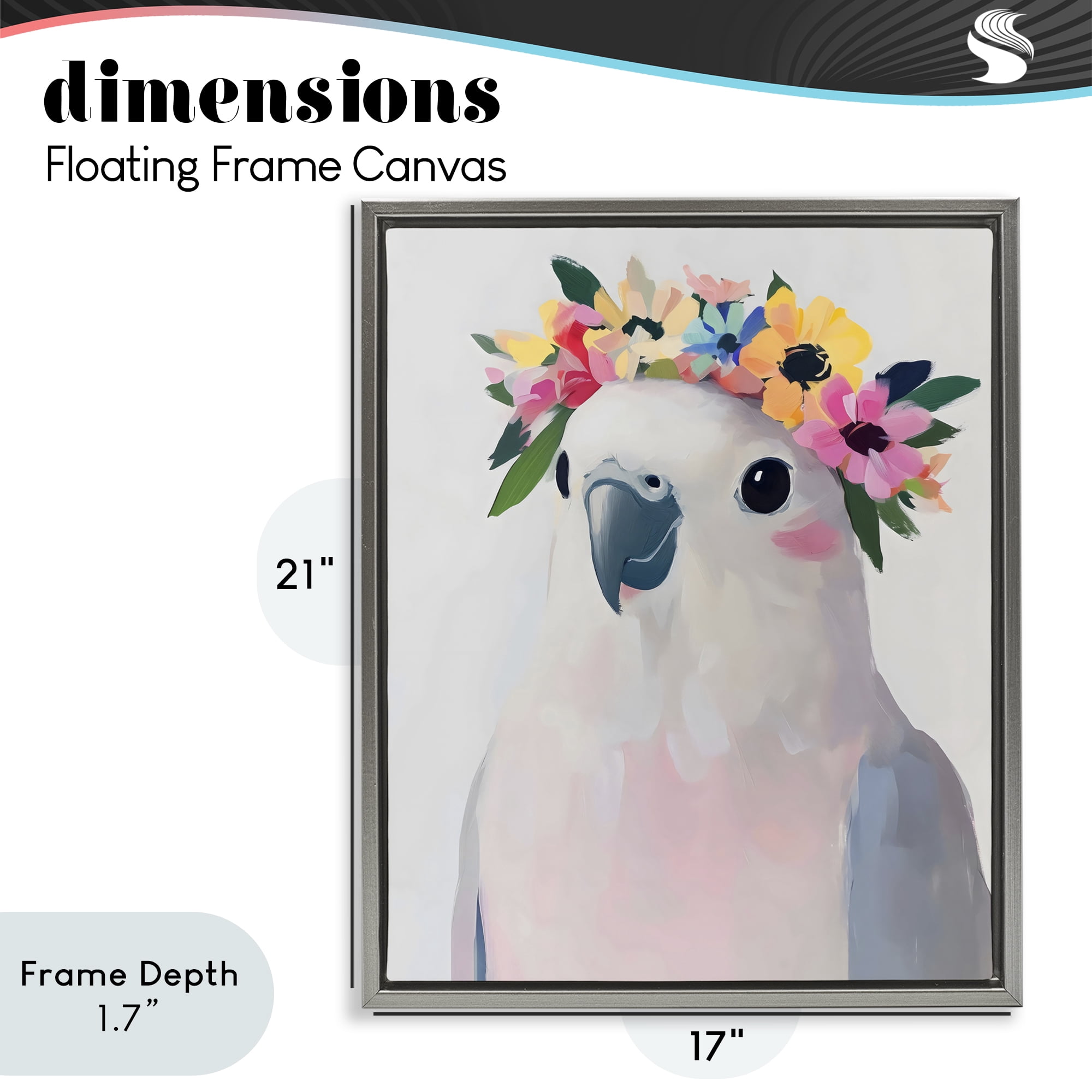 Stupell Industries Flower Crown Dove Gray Framed Floater Canvas Wall Art, design by The Prints Vibe