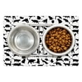 thumbnail image 1 of Cat Lover Pet Mat for Food and Water, Black Silhouettes of Cats in Different Poses Scratching Stretching and Playing, Non-Slip Rubber Mat for Dogs and Cats, 18" X 12", by Ambesonne, 1 of 2