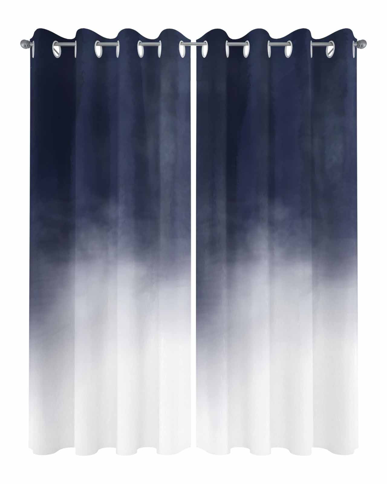 Ombre Blue Outdoor Curtains for Patio, Abstract Modern Geometric Gradient Privacy Drapes Grommet Waterproof Outside Curtains for Porch/Cabana/Balcony 54"x 108", 2 Panel