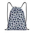 thumbnail image 1 of Xecao black Skull white Pattern Sports Drawstring Backpack - String Swim Gym Bag with Wet Proof Pocket for Women&Men-Small, 1 of 6
