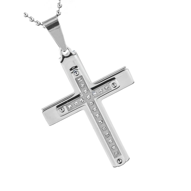 Mens cubic zirconia deals cross necklace