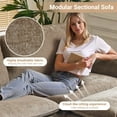 thumbnail image 6 of Ktaxon 120" W Sectional Sofa U Shaped Couch with Double Chaise Chenille Sleeper Set with 3 Oversized Seats Light Brown, 6 of 13
