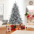 thumbnail image 1 of Gymax 7 FT Pre-Lit Artificial Christmas Tree Snow Flocked Full Tree w/ 1164 Lush Branch Tips, 1 of 10
