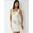 thumbnail image 2 of Square Neck Flower Pattern Linen Feel Mini Dress, 2 of 7