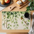 thumbnail image 2 of Vintage Leaf Placemats Set of 2, Watercolor Green Eucalyptus Leaves Linen Texture Non-Slip Place Mats Washable Table Mats for Kitchen Dining Table Decorations Indoor/Outdoor, 2 of 9