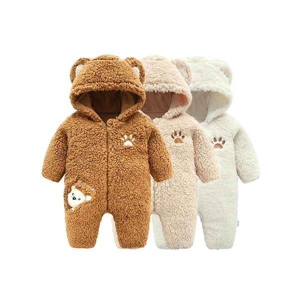 PatPat Trendy Bear Design Longsleeve Jumpsuit for Baby Boy / Girl