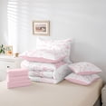 thumbnail image 6 of meiyoeat Pink Coastal Sketch Pattern 7-Piece Twin Bedding,Marine Navigation Theme Bedding Comforter Set For Girl,Reversible, 6 of 7