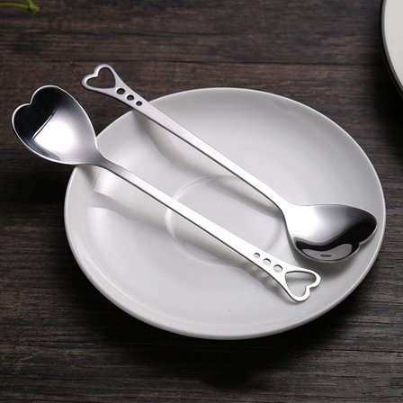 Supvox 6Pcs Silver Heart Shape Stirring Spoons for Dessert and Coffee