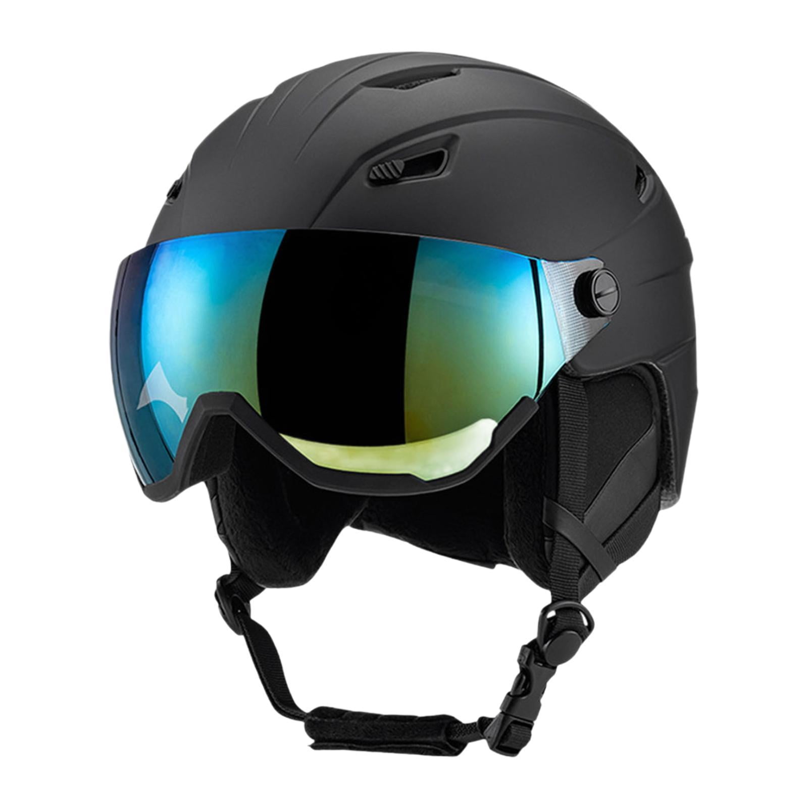 figatia Skiing Helmet Warm Protectived Glasses with Jaw Pad Snow Ski Helmet for Cold Black 51 to 54cm