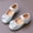 Blue, variant on Little Girl Solid Color Crystal Princess Bow Flat Shoes Performance Stage Shoes For Girls Rhinestone Princess Shoes, Suitable For Wedding Parties