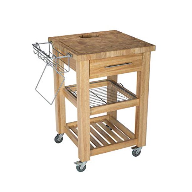 Chris & Chris Rolling Kitchen Island Portable Food Prep Table with