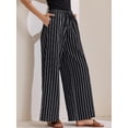 thumbnail image 3 of DARING DIVA Women's Stripe Casual Drawstring Wide Leg High Waist Pants M Black, 3 of 6
