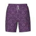 thumbnail image 4 of Lsque Mens Swim Trunks Retro Florals Purple Pattern - Bathing Suit Compression Liner - Beach Swim Shorts Swimwear - (S-3XL) - Stretch Quick Dry -XX-Large, 4 of 9