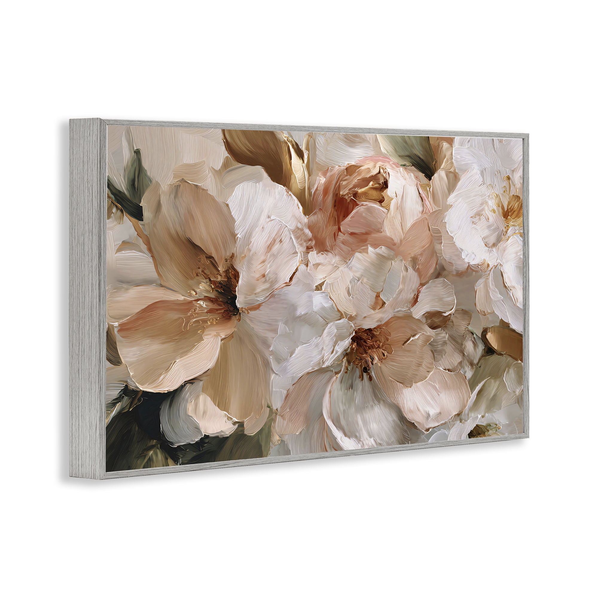 Stupell Industries Pink Brushstroke Petals Gray Framed Giclee Art, design by Jacky Ngan