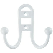 Mainstays, Double-Hook White Hoop Coat Hook, Mounting Hardware Included, 1 Hoop Hook, 10 lb Limit