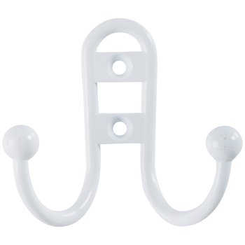Mainstays, Double-Hook White Hoop Coat Hook, ing Hardware Included, 1 Hoop Hook, 10 lb Limit