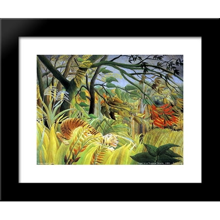 Tiger in a Tropical Storm (Surprised!) 20x24 Framed Art Print by Henri Rousseau
