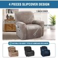 thumbnail image 2 of H.VERSAILTEX Split 4-Panel Velvet Recliner Chair Cover, High Stretch Non-Slip Washable Recliner Slipcover for Living Room, Taupe, 2 of 6
