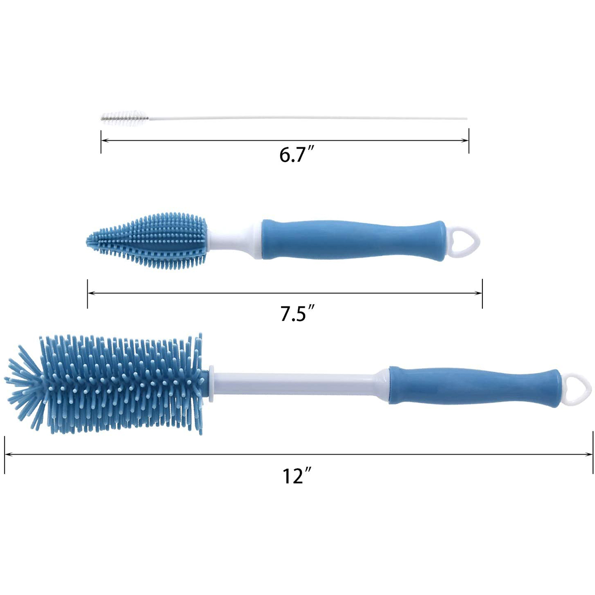 Silicone Bottle Cleaner Brush, 12" Long Handle Water Bottle Cleaner for