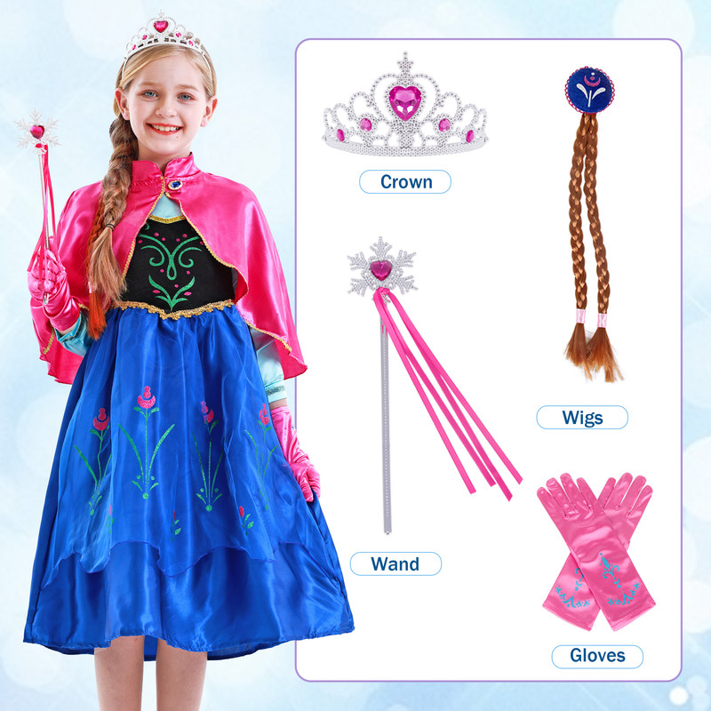 Jurebecia Snow Queen Anna Princess Costume for Girls, 5-6Y photo 8