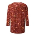 thumbnail image 4 of ClodeEU Womens Sequin T Shirts,Crew Neck 3/4 Length Sleeve Blouse ,Fall Fashion Clothes Wine,Womens Plus XXXL, 4 of 5