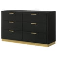 thumbnail image 5 of Caer Dresser, 6 Drawers, Gold Accent Recessed Base, Bar Handles, Black, 5 of 6